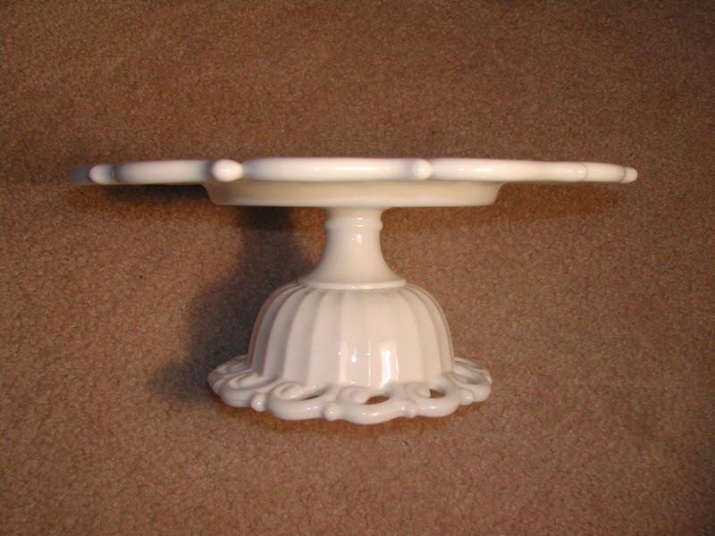Elegant Fostoria Monroe Milk Glass Cake Stand