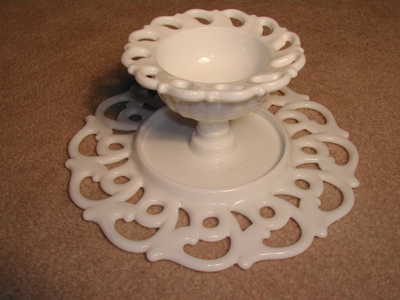 Elegant Fostoria Monroe Milk Glass Cake Stand
