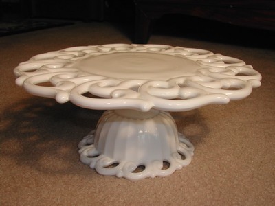Elegant Fostoria Monroe Milk Glass Cake Stand
