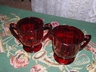 Fantastic Vintage New Martinsville Footed Ruby Glass Cream & Sug