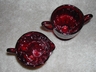 Fantastic Vintage New Martinsville Footed Ruby Glass Cream & Sug