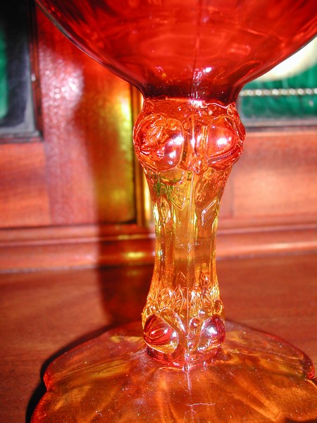 Fenton Colonial Amber-Rose Footed Glass Dish