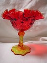 Fenton Colonial Amber-Rose Footed Glass Dish