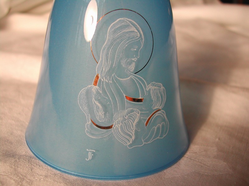 Old / Vintage Fostoria Crystal Jesus Bell Marked Artist Signed