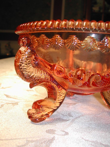 Westmoreland Amber Footed Dolphin Butter Dish Vintage
