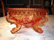 Westmoreland Amber Footed Dolphin Butter Dish Vintage