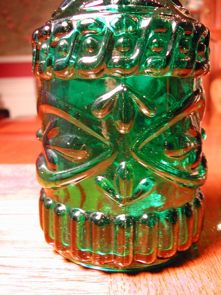 Vintage Forest Green Pressed Glass Decanter