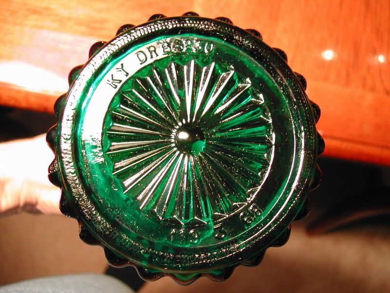 Vintage Forest Green Pressed Glass Decanter