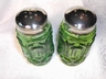 Vintage Rare Green Moon and Star Glass Salt and Pepper