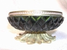 French Art Nouvaeu Diamond Hobnail Glass & Brass Nut Dish
