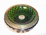 French Art Nouvaeu Diamond Hobnail Glass & Brass Nut Dish