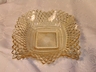 Vintage Federal Glass Diamond Point Ruffled Edge Dish Amber/Yell