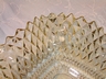 Vintage Federal Glass Diamond Point Ruffled Edge Dish Amber/Yell