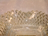 Vintage Federal Glass Diamond Point Ruffled Edge Dish Amber/Yell