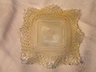 Vintage Federal Glass Diamond Point Ruffled Edge Dish Amber/Yell