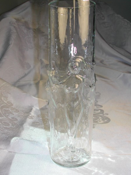 Art Deco Dancing Nudes Nude Textured Glass Vase