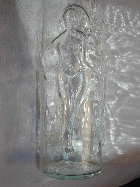 Art Deco Dancing Nudes Nude Textured Glass Vase