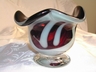 Fantastic Amethyst & White Art Glass Footed Bowl
