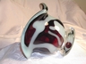 Fantastic Amethyst & White Art Glass Footed Bowl