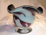 Fantastic Amethyst & White Art Glass Footed Bowl