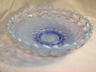Fenton Blue Opalescent Art Glass Lace Edge Basket Weave Bowl