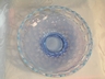 Fenton Blue Opalescent Art Glass Lace Edge Basket Weave Bowl