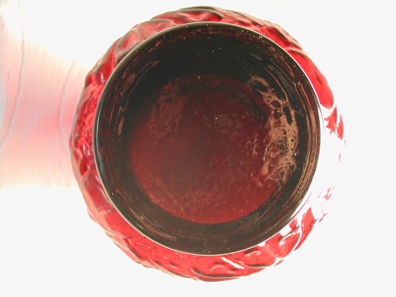 Anchor Hocking Blown Out Ruby Red Rain Flower Glass Vase
