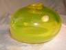 Blenko ?  Lemon Yellow Art Glass Pen Holder / Squat Vase