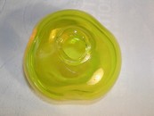 Blenko ?  Lemon Yellow Art Glass Pen Holder / Squat Vase