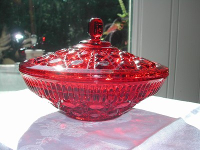 Vintage Flash Ruby Candy Dish & Lid