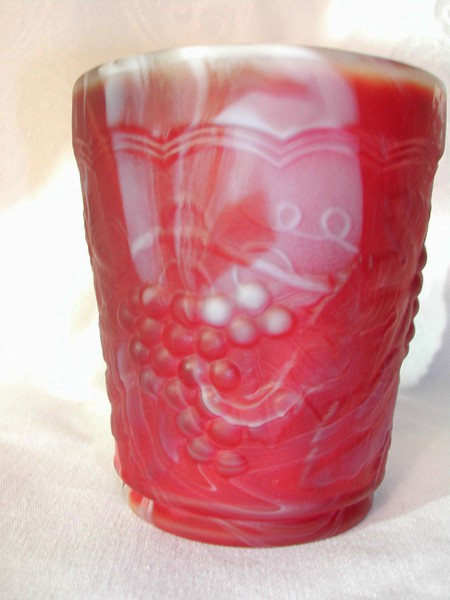 A Vintage Imperial Glass Ruby Red Slag Tumbler Satin