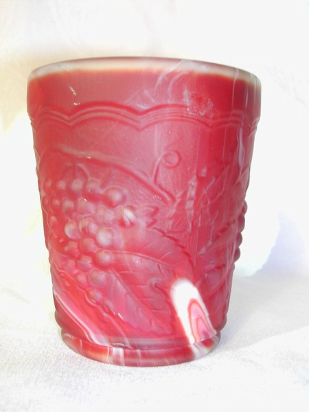A Vintage Imperial Glass Ruby Red Slag Tumbler Satin