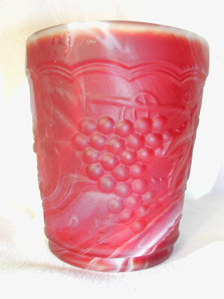 A Vintage Imperial Glass Ruby Red Slag Tumbler Satin