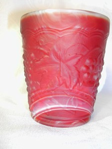 A Vintage Imperial Glass Ruby Red Slag Tumbler Satin