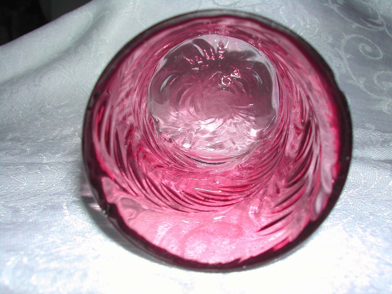 A Victorian Cranberry Glass Fern Tumbler Albany Glass