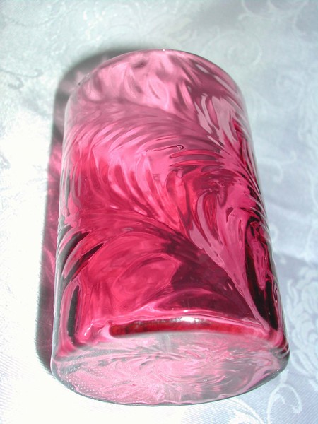 A Victorian Cranberry Glass Fern Tumbler Albany Glass