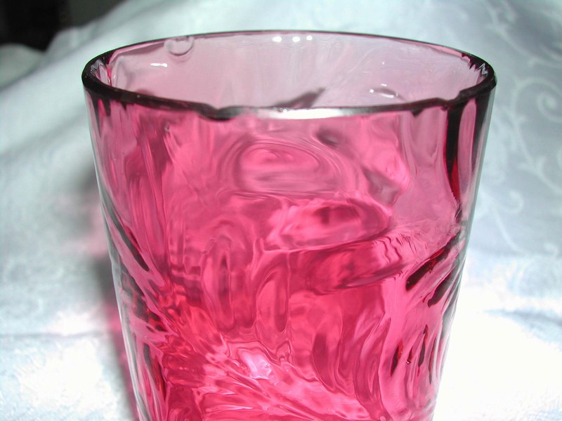 A Victorian Cranberry Glass Fern Tumbler Albany Glass