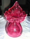 A Vintage Cranberry Glass Jack in the Pulpit Vase