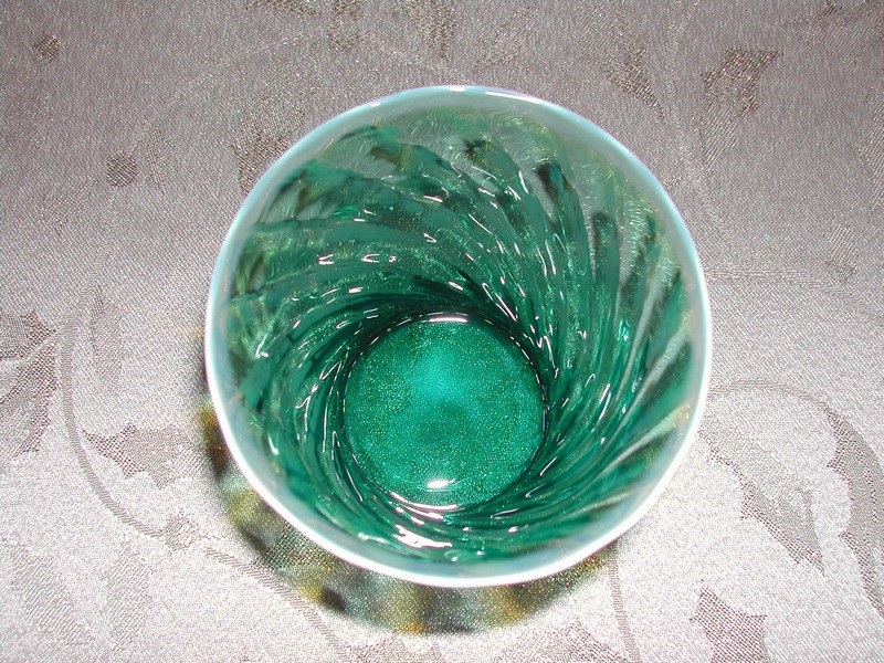 A Teal Blue Fostoria Homespun Pattern Tumbler Vintage
