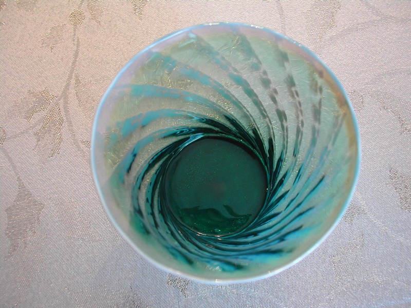 A Teal Blue Fostoria Homespun Pattern Tumbler Vintage