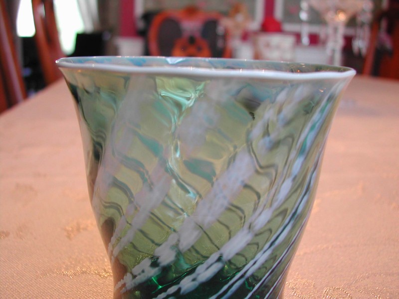 A Teal Blue Fostoria Homespun Pattern Tumbler Vintage