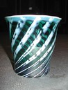 A Teal Blue Fostoria Homespun Pattern Tumbler Vintage