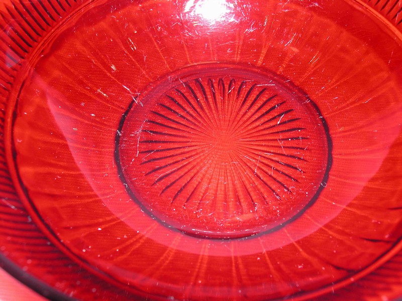 Anchor Hocking Royal Ruby Red Glass Coronation Banded Rib Bowl