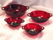 Anchor Hocking Royal Ruby Red Glass Coronation Banded Rib Bowl