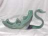 Art Glass Swan Bowl Green White & Blue Vintage