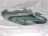 Art Glass Swan Bowl Green White & Blue Vintage