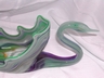 Art Glass Swan Bowl Green White & Blue Vintage