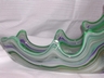 Art Glass Swan Bowl Green White & Blue Vintage