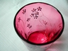 A Moser Style Cranberry Glass Enamel Flower Tumbler 1870
