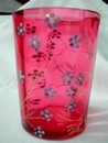 A Moser Style Cranberry Glass Enamel Flower Tumbler 1870